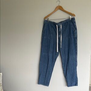 J Crew Tie-waist camp pant in indigo-dyed corduroy XL